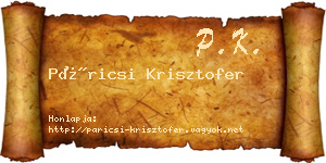 Páricsi Krisztofer névjegykártya